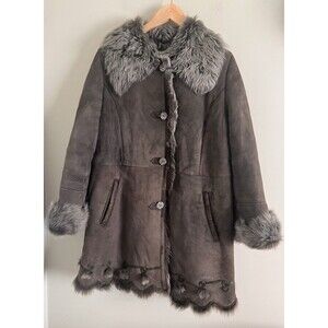 Vicentini By Elibol Genuine Sheepskin Shearling leather Women Coat Jacket Medium